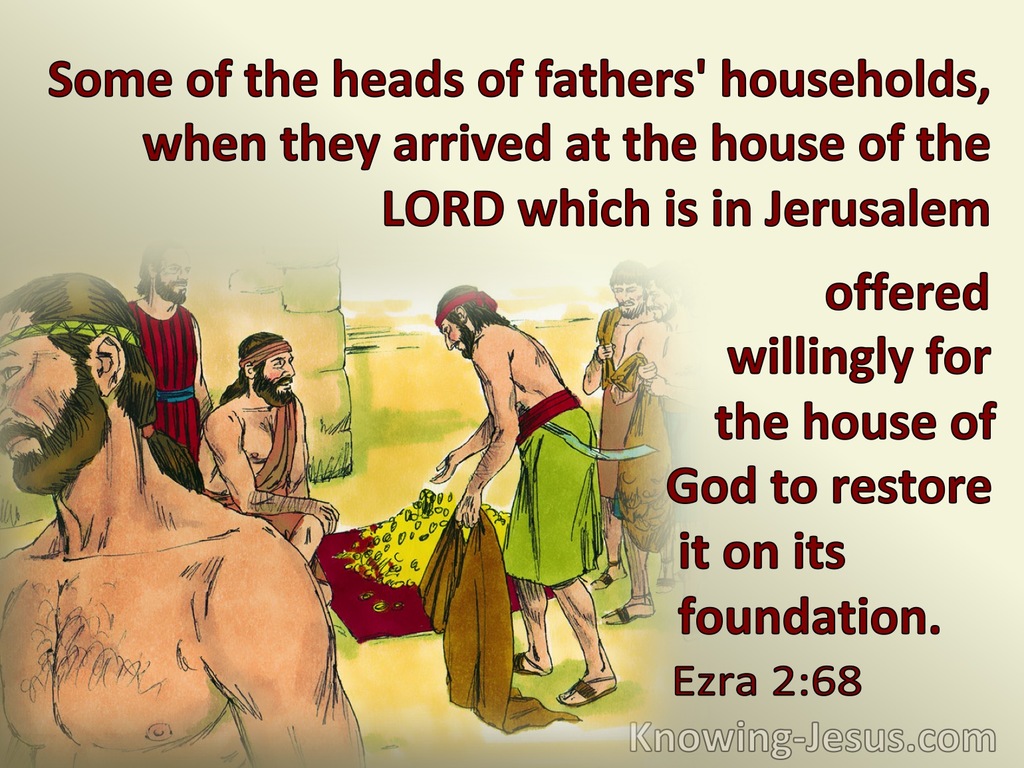 Ezra 2:68 Some Of The Fathers (red)